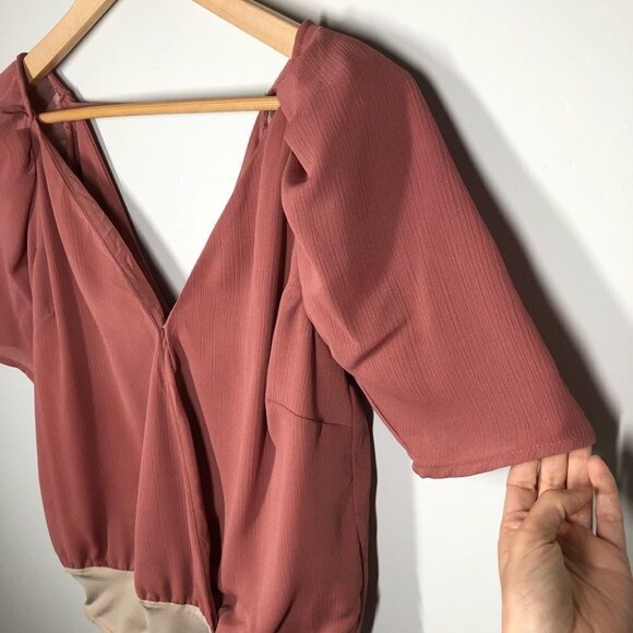 Astr the Label Puff Sleeve  Dark Blush Pink Bodysuit Size XS NWOT - Picture 5 of 9